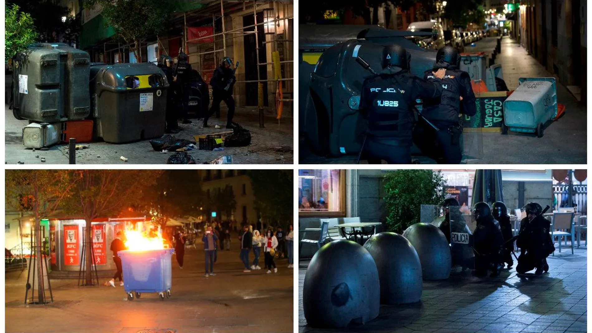 Imágenes de los disturbios esta noche en Madrid. (Fotos: Efe)