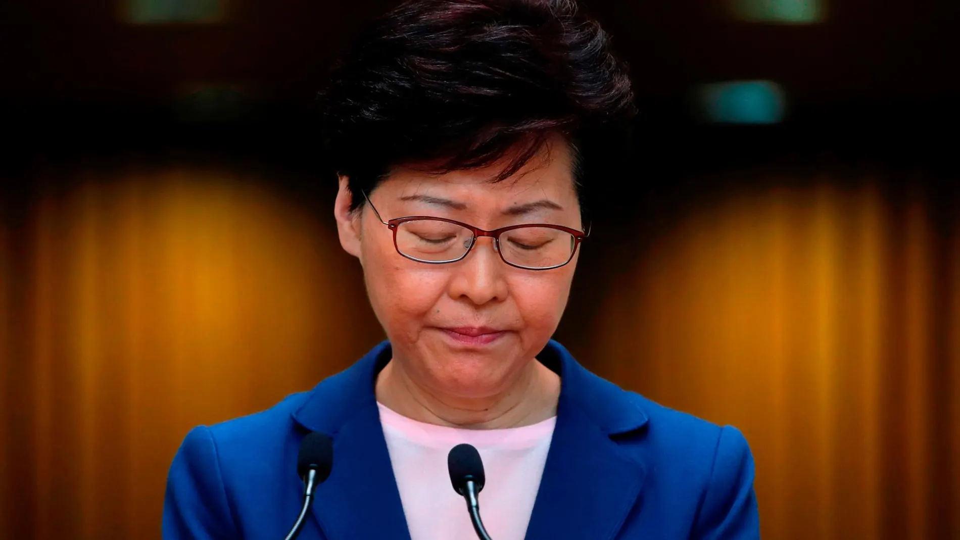 Carrie Lam, presidenta del Ejecutivo hongkonés, en su mensaje de hoy/Reuters