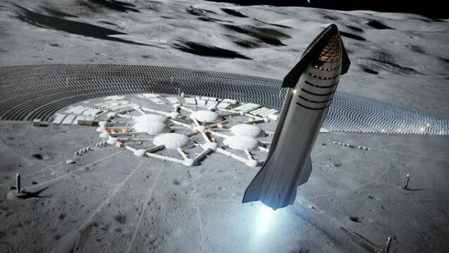 Recreación del despegue de la nave “Starship” de Elon Musk desde la Luna