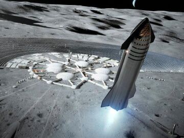 Recreación del despegue de la nave “Starship” de Elon Musk desde la Luna
