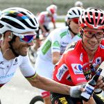 Valverde brinda con Roglic en la última etapa de la pasada Vuelta