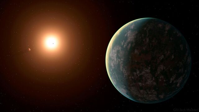 Recreación artística del sistema planetario descubierto alrededor de la estrella GJ 357