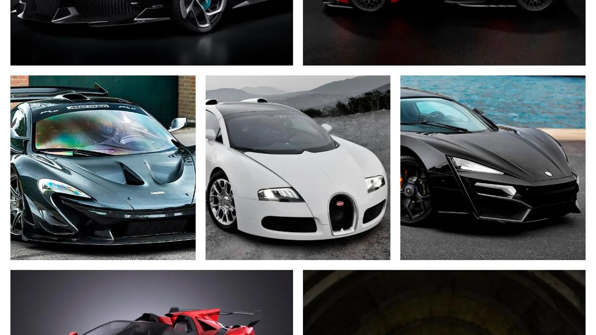 Collage de 7 de los vehículos más exclusivos del mercado