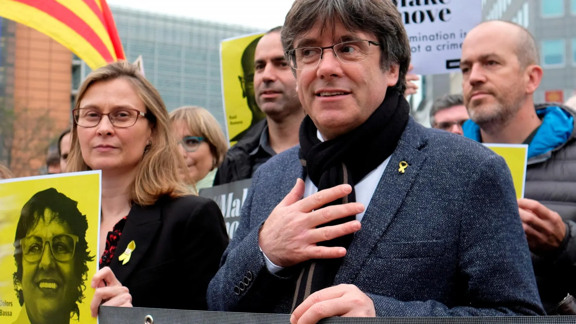 Carles Puigdemont en un acto hoy en Bruselas.