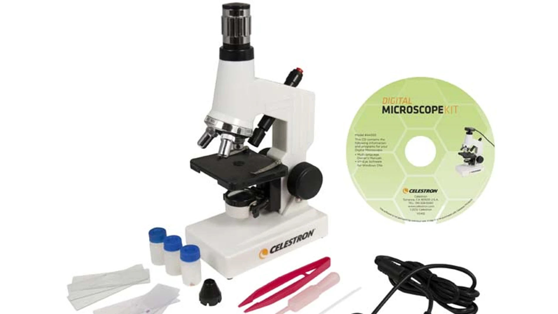 Los equipos de iniciación a la microscopía de Celestron vienen con todo lo necesario para adentrarse en esta materia de una forma económica.