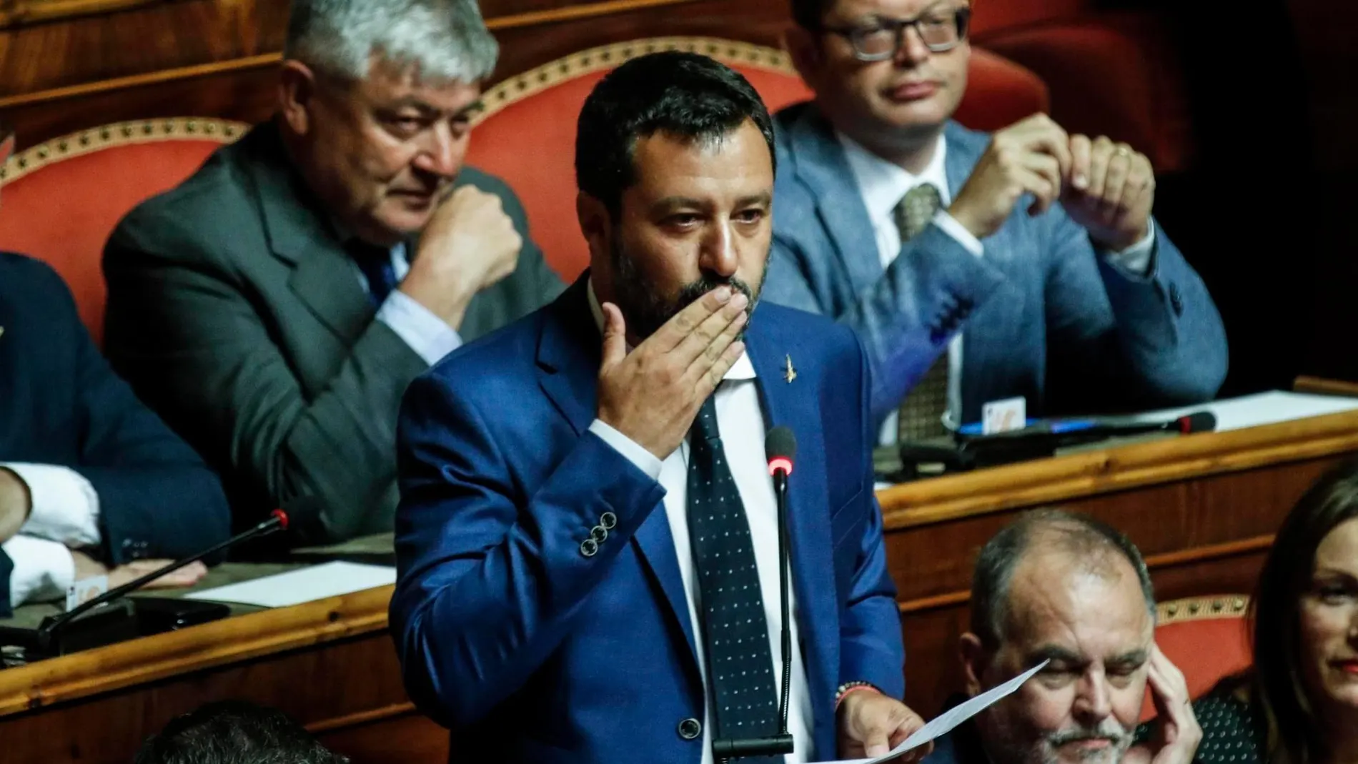 Matteo Salvini, durante la sesión de este martes en el Senado/Efe