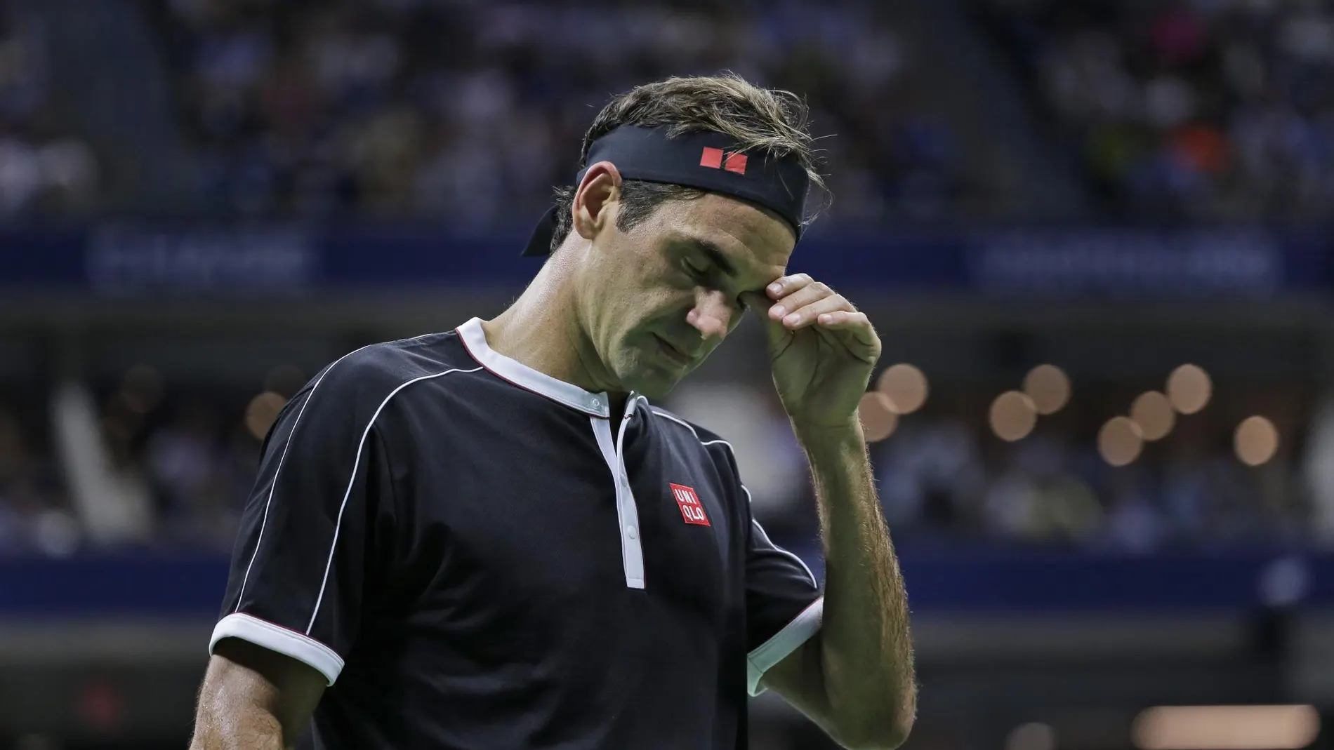 Federer, durante su partido contra Dimitrov