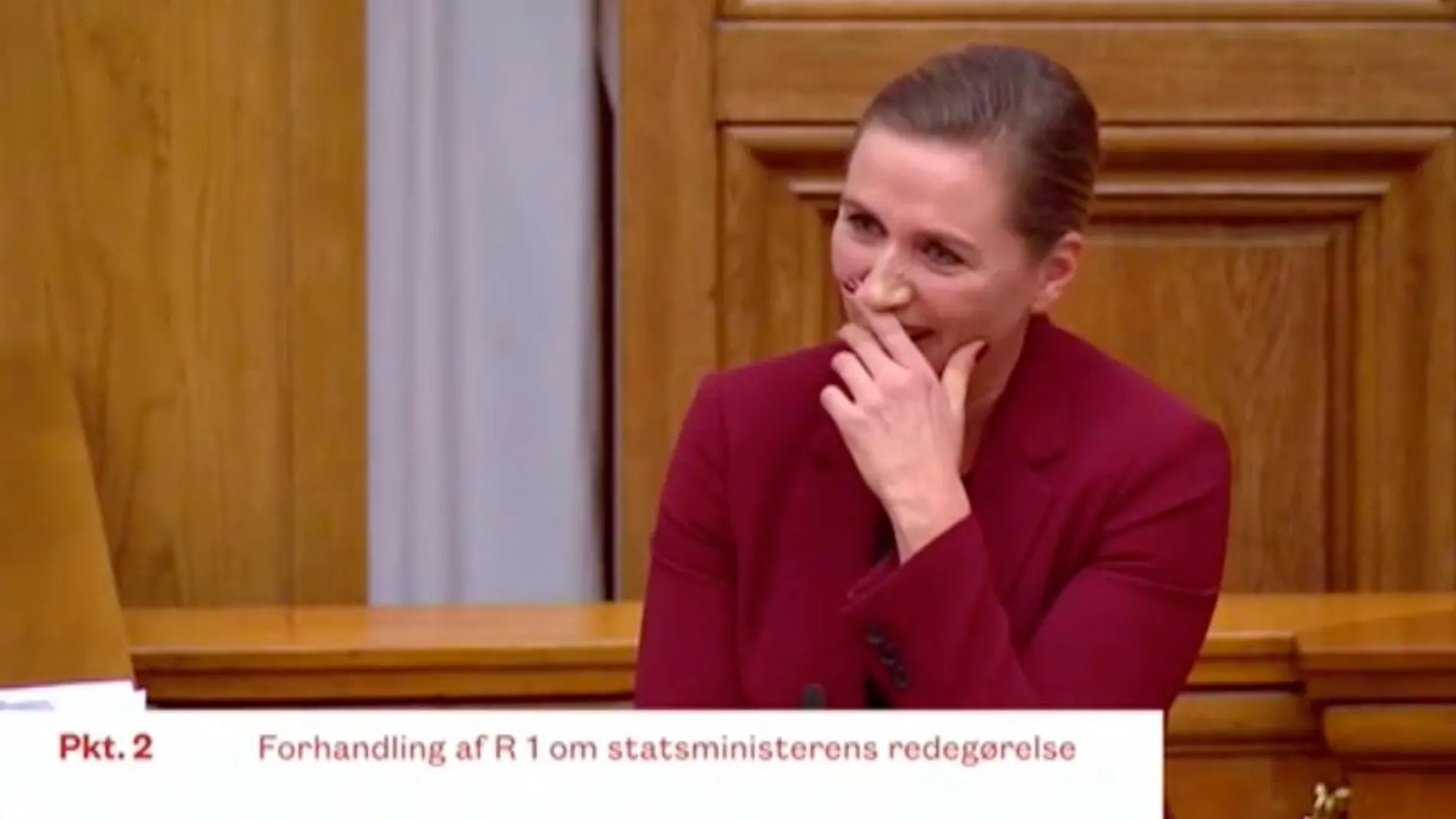 La primera ministra danesa en un momento de su intervención