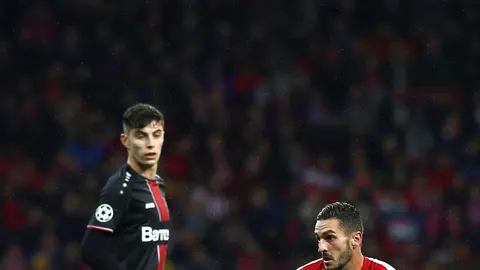Koke, durante el partido ante el Leverkusen