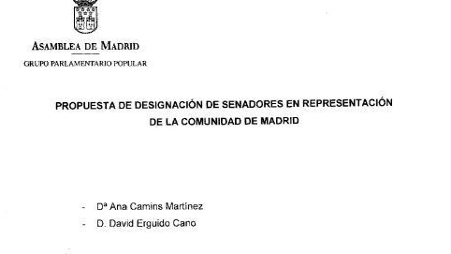 Ana Camins y David Erguido Cano, los senadores del PP por Madrid