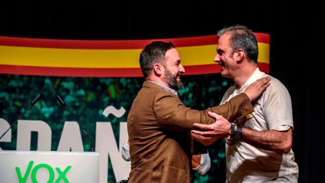 El presidente de VOX, Santiago Abascal, y su secretario general, Javier Ortega Smith