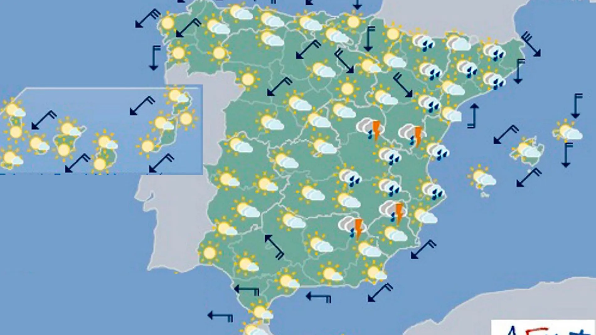 Mapa de Aemet válido para el 02/09/2019 de 12 a 24 horas.