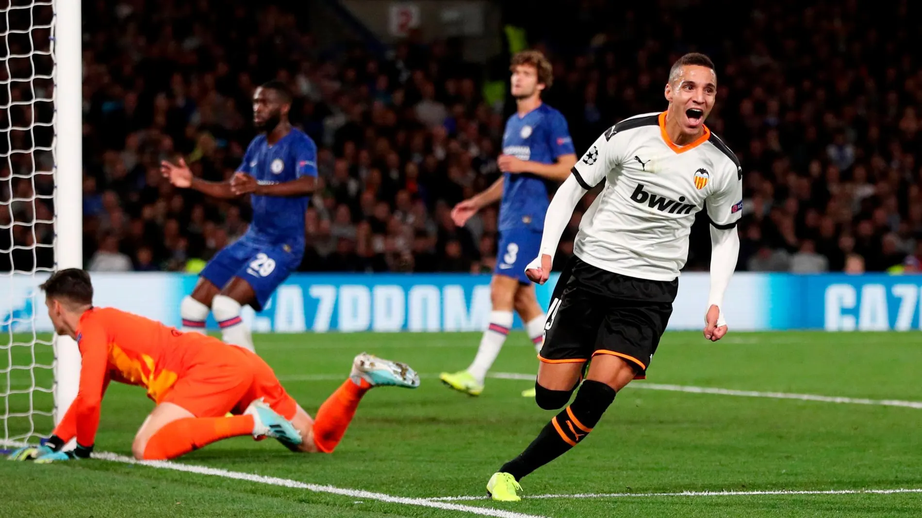 Rodrigo celebra su gol anotado ante el Chelsea / Reuters