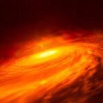 Recreación artística del disco del agujero negro de la galaxia NGC3147