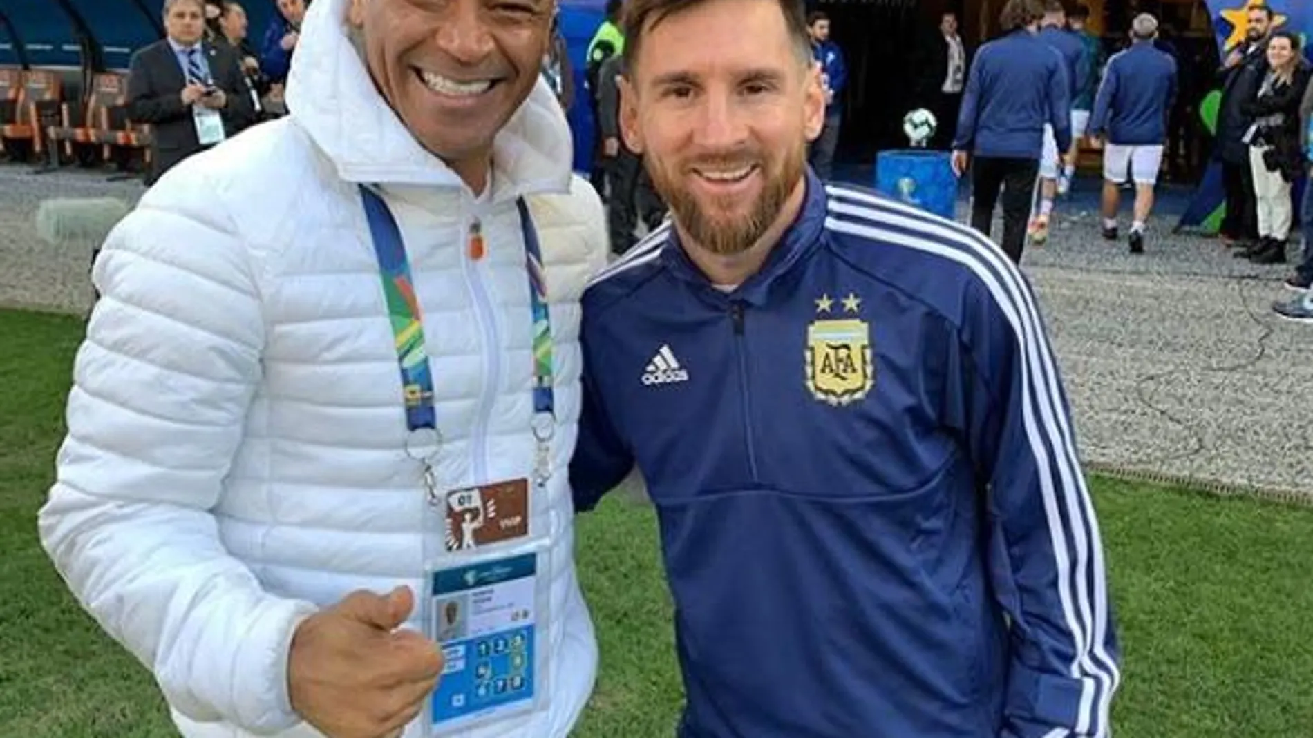 Cafú, junto a Messi durante la reciente Copa América