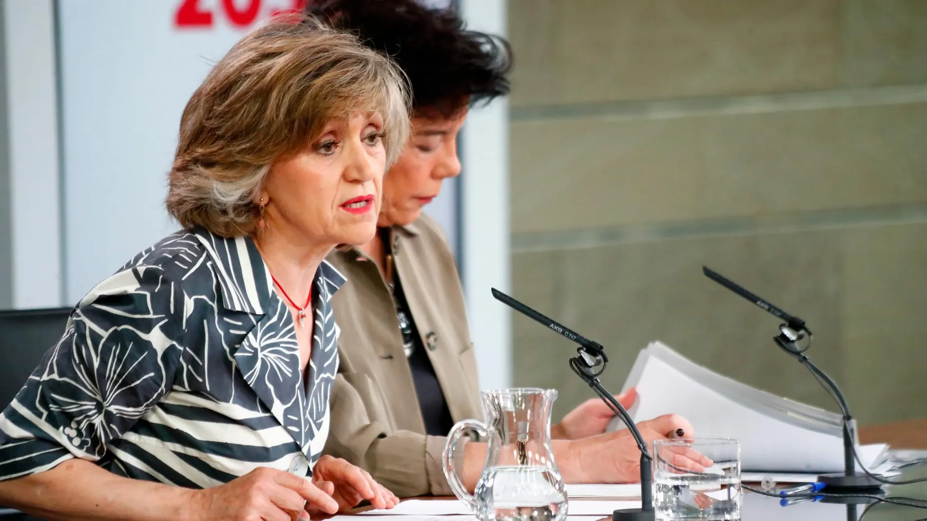 Isabel Celaá junto a la ministra de Sanidad en funciones, María Luisa Carcedo