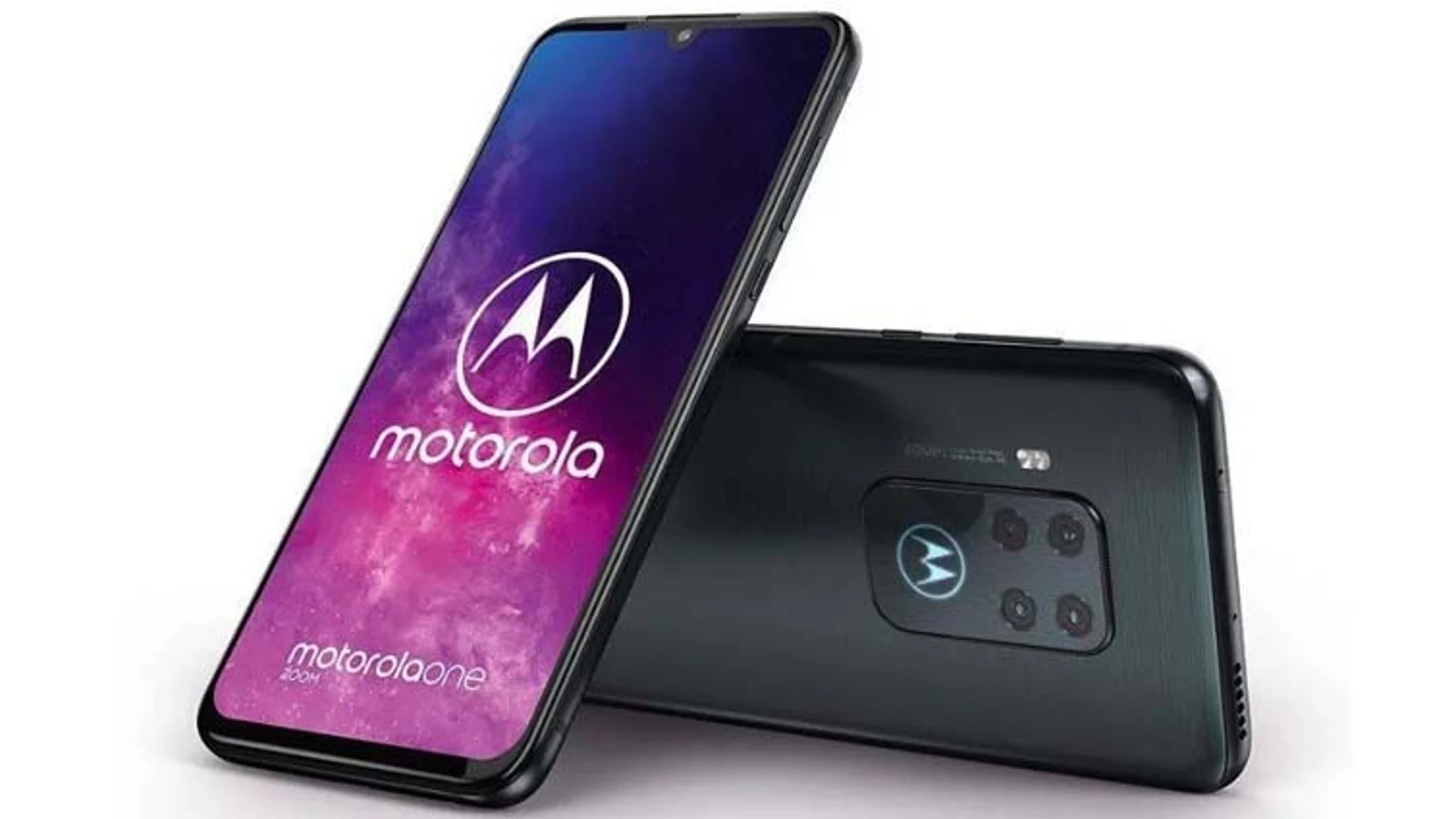 El Motorola one zoom tiene una pantalla de 6,4 pulgadas hasta los bordes curvados con lector de huellas integrado que desaparece al reconocer al usuario.
