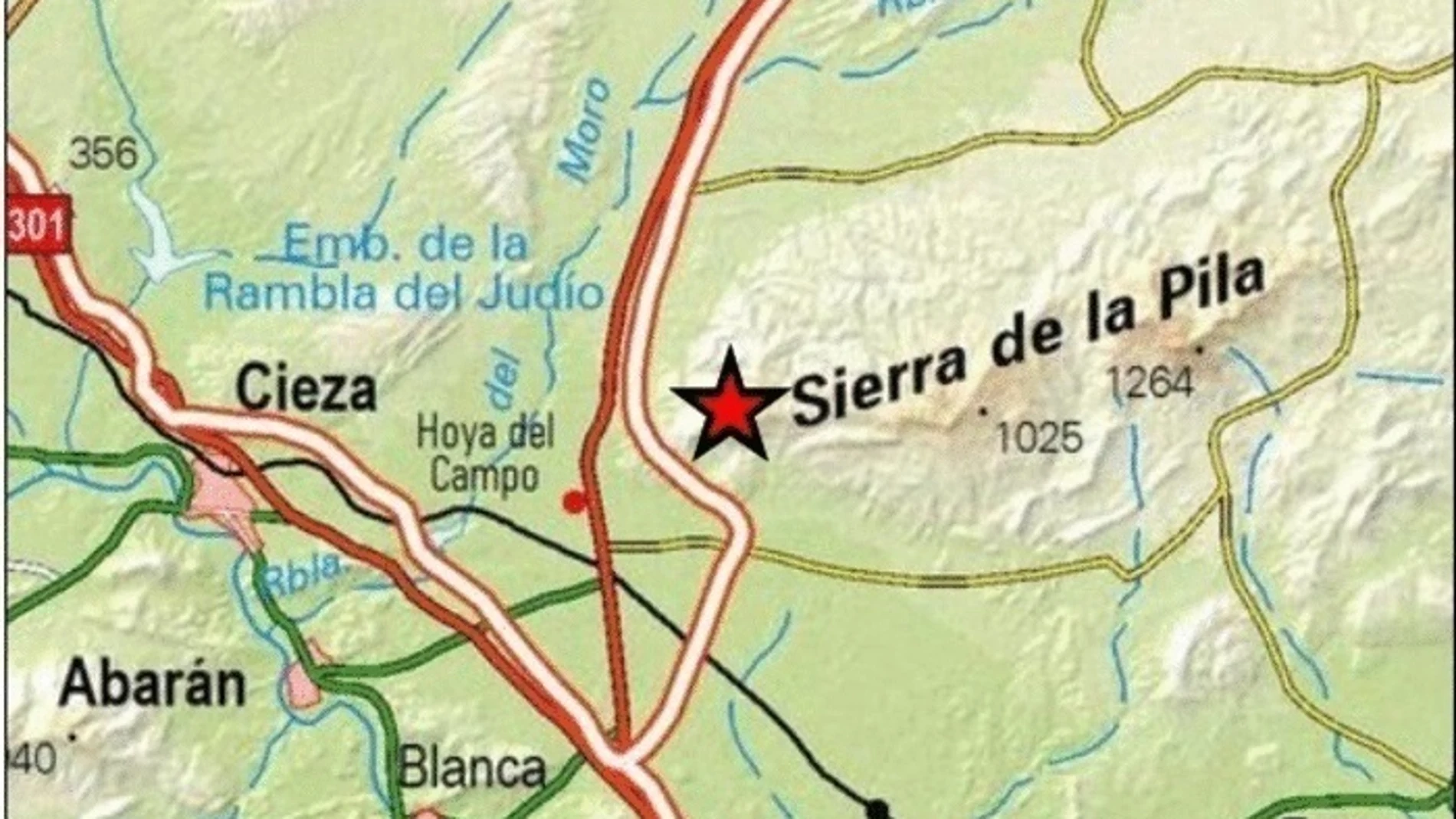 Mapa de la zona donde se produjeron los terremotos