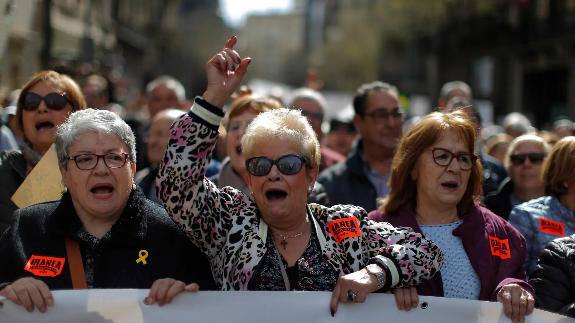 Pensionistas en una manifestación en Barcelona