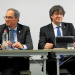 Puigdemont y Torra, ayer, en una reunión en Bruselas para analizar la coyuntura política