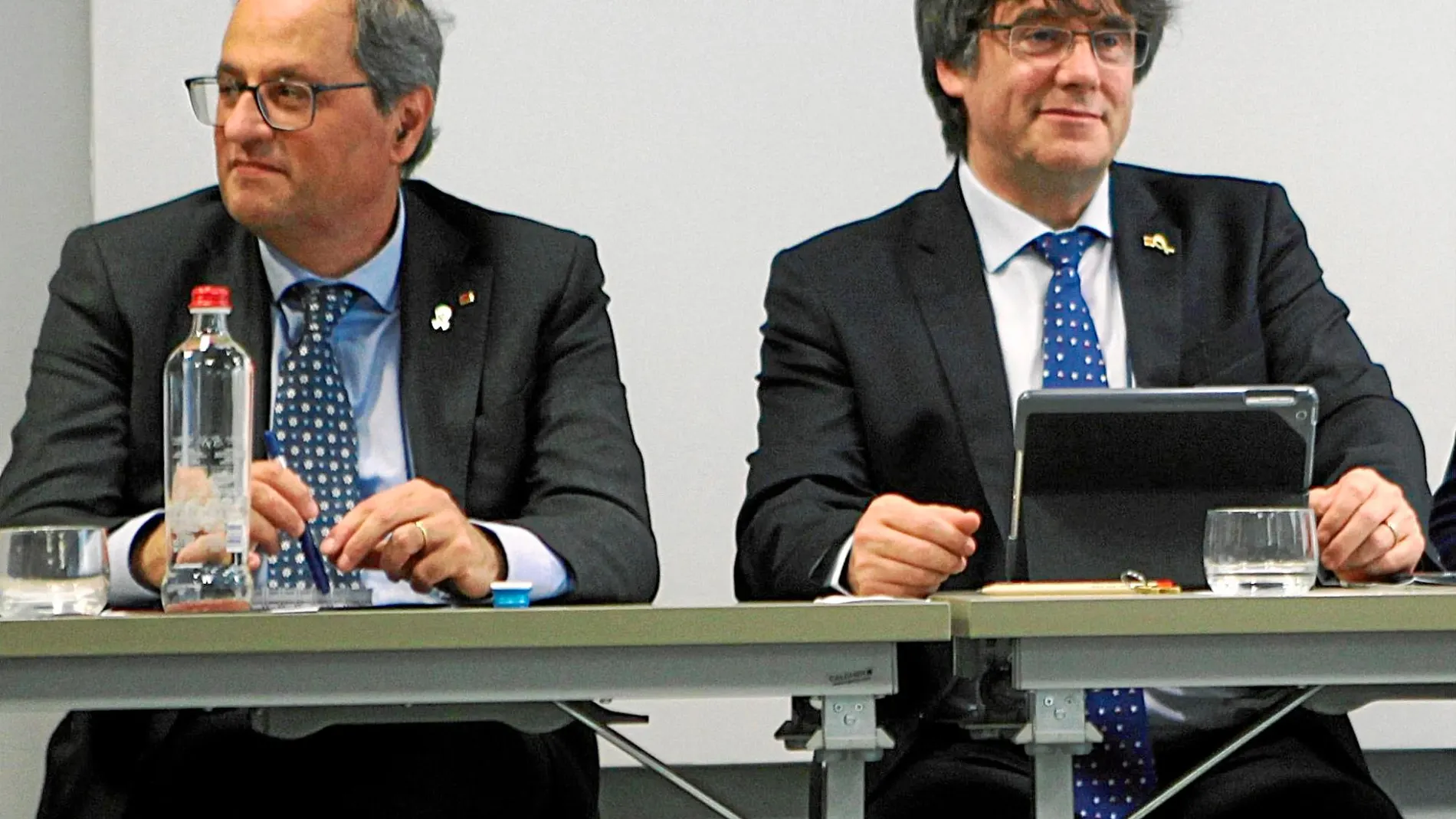Puigdemont y Torra, ayer, en una reunión en Bruselas para analizar la coyuntura política