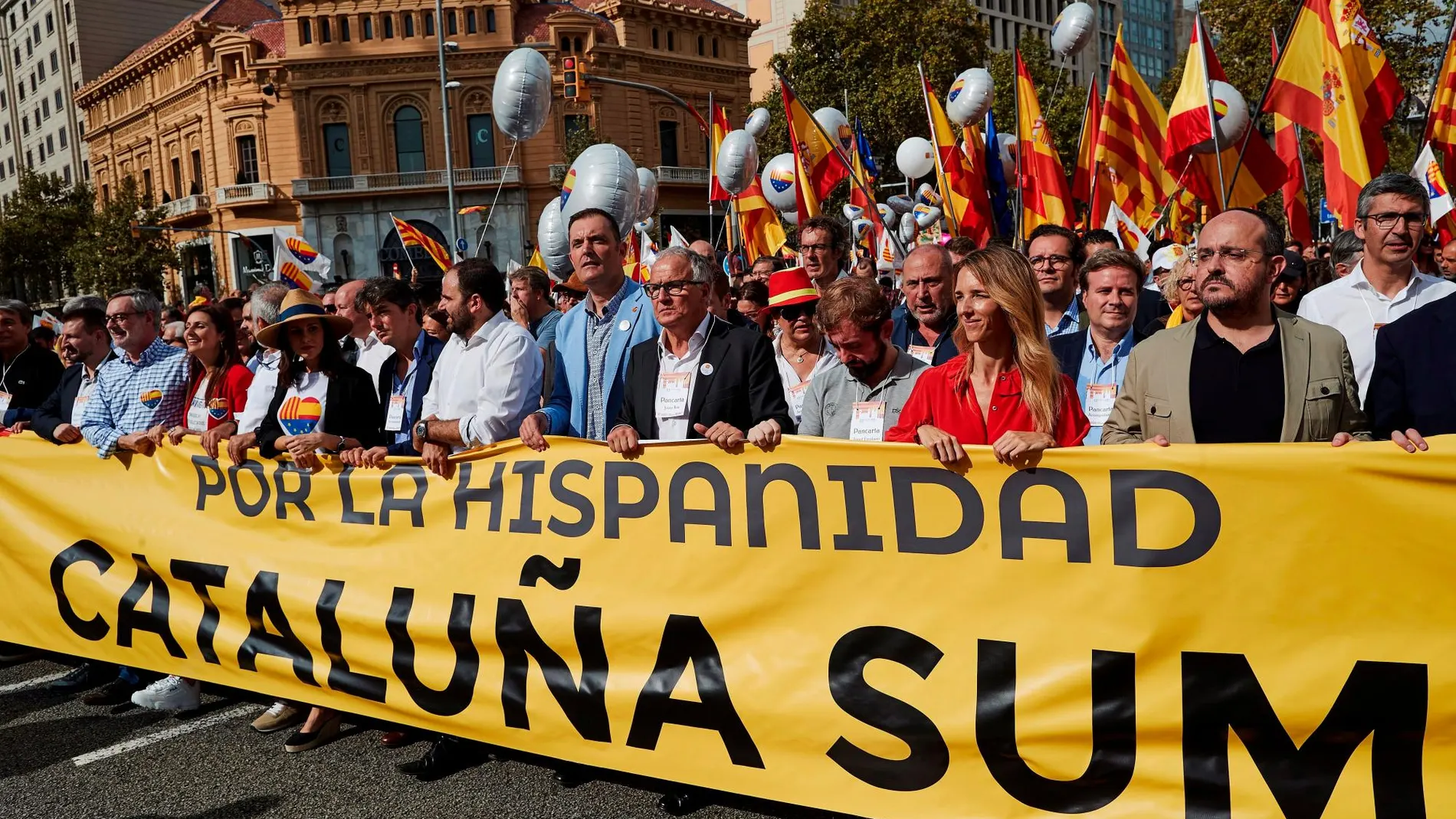 Vista de la manifestación convocada por diferentes entidades favorables a la unidad de España