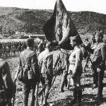 Primera jura de la bandera de La Legión con Franco y Valenzuela