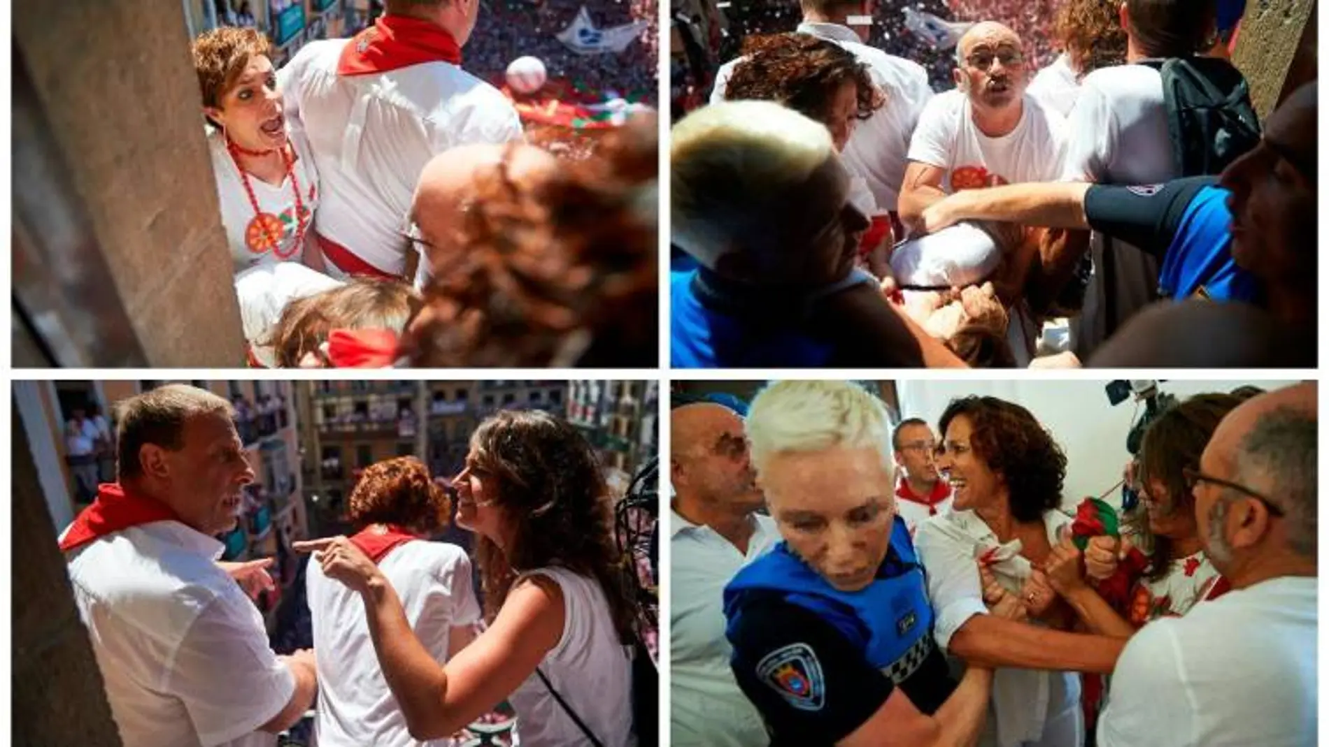 Imágenes de los altercados en el interior del Ayuntamiento de Pamplona esta mañana. (Fotos: LA RAZÓN)