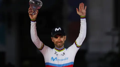 Alejandro Valverde, en el podio de la Vuelta