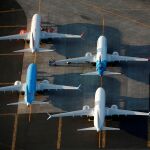 Varios 747 Max, estacionados en las instalaciones de Boeing en el estado de Washington, en EE UU, el mes pasado