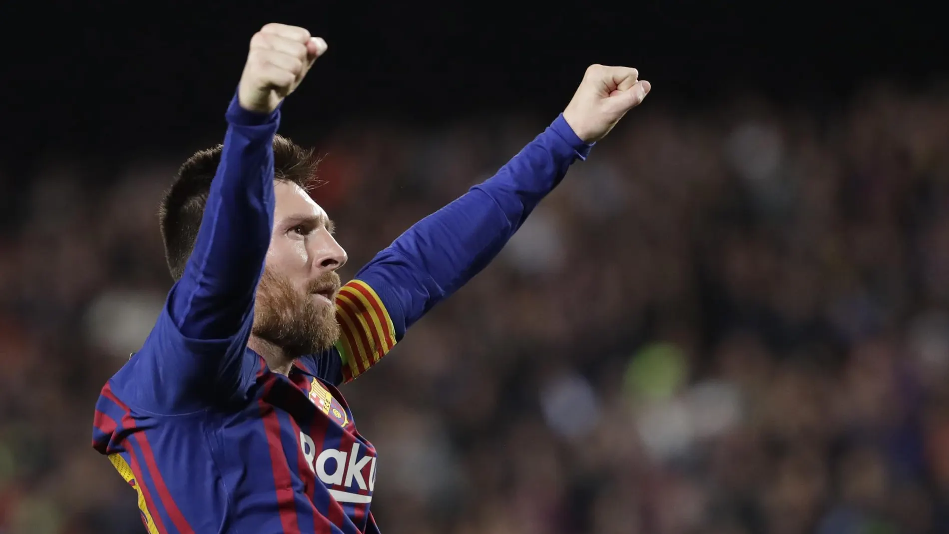 Messi celebrando un gol la pasada temporada