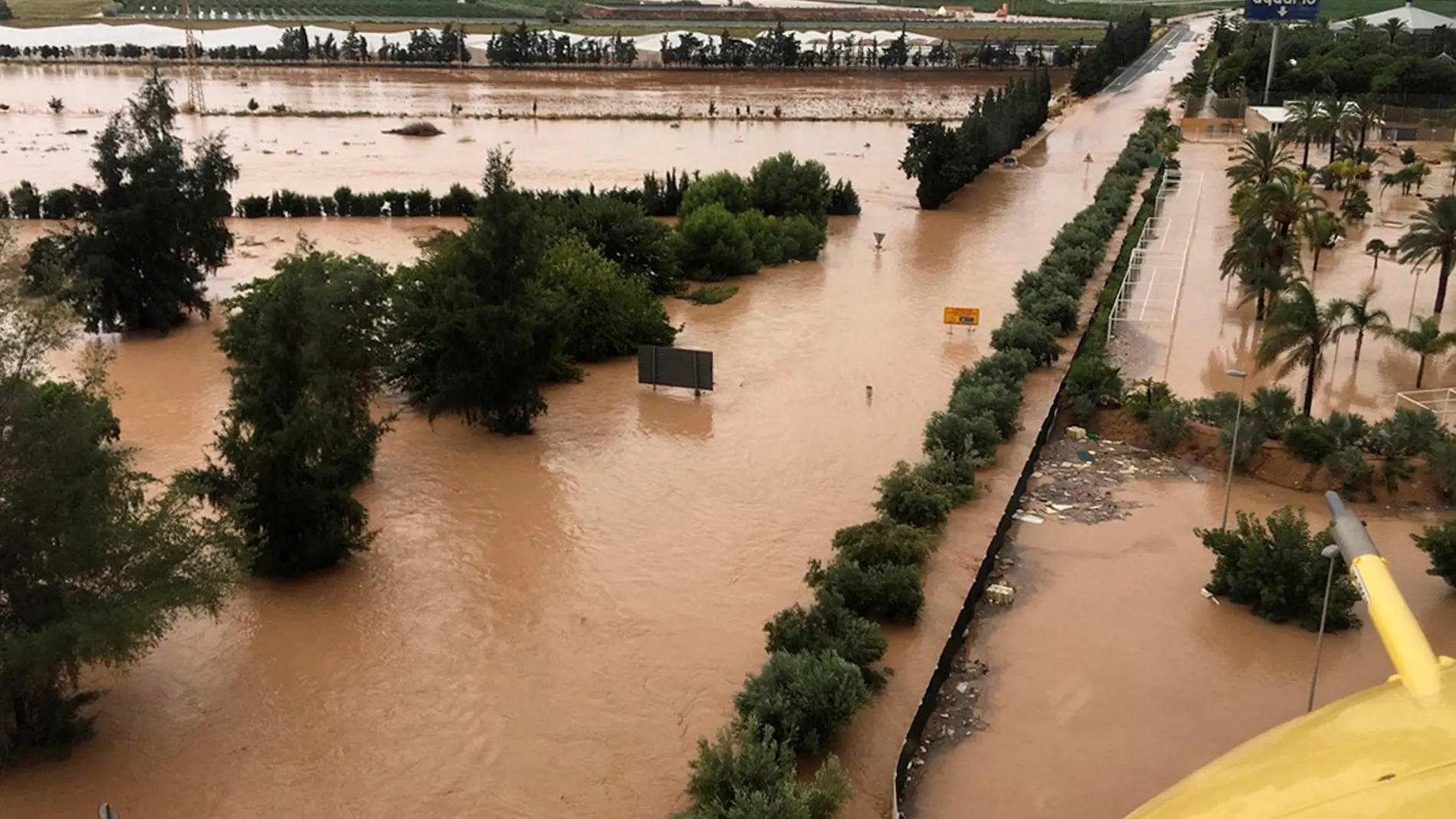 Imagen aérea de Los Alcázares, uno de los municipios más dañados tras las fuertes precipitaciones de estos días