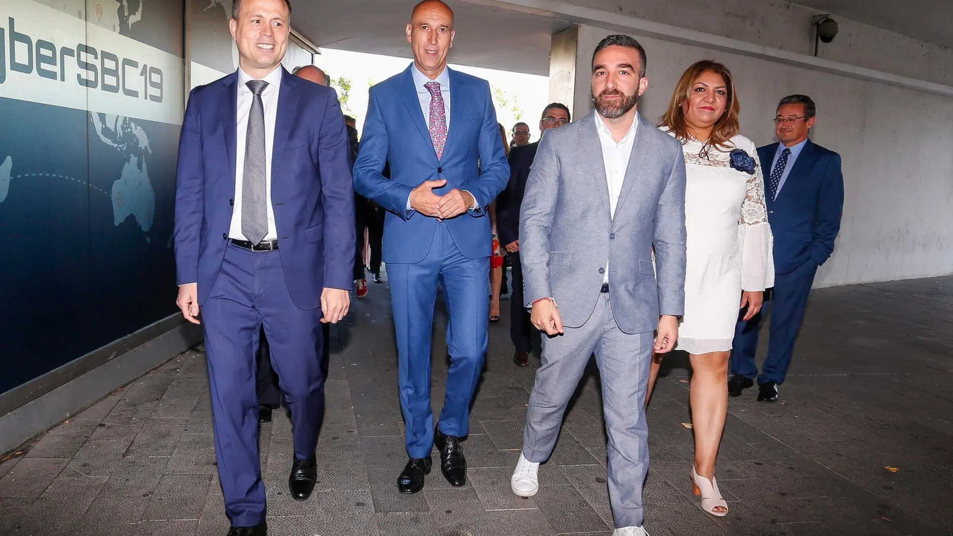 Inauguración de la cuarta edición del Cybersecurity Summer BootCamp organizado por el Incibe. En la imagen el director del centro, Alberto Hernández; el alcalde de León, José Antonio Diez; el secretario de Estado para el Avance Digital, Francisco Polo y la secretaria de Seguridad de la OEA, Farah Diva