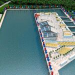 Recreación del proyecto del canal de regatas olímpico proyectado para Madrid 2020 y que transcurría entre el barrio de Villaverde y Getafe