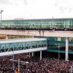 Una imagen de la protesta en el aeropuerto del Prat el pasado lunes