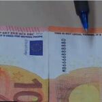 Billetes de diez euros falsos