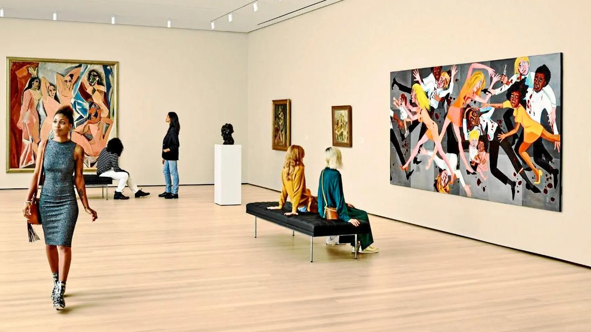 «Las señoritas de Avignon», de Picasso, ha sido puesta en contexto, entre otras piezas, con una escultura de Louise Bourgeois y un lienzo de la afroamericana Faith Ringgold / Moma