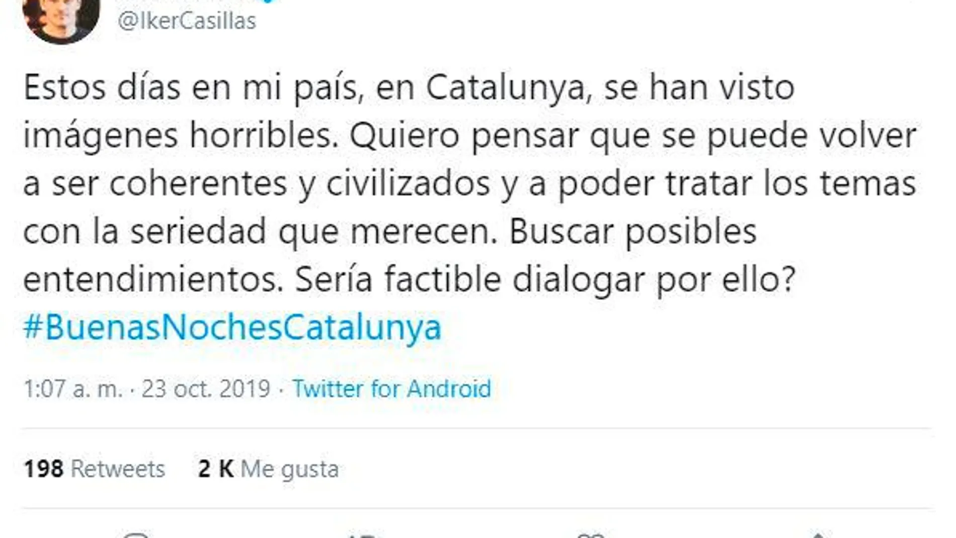 Iker Casillas la lía en Twitter al escribir Catalunya sin ñ