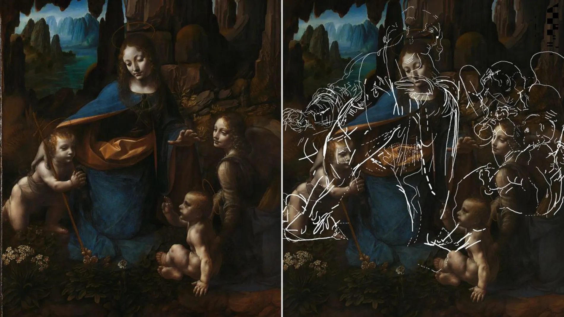 El famoso cuadro "La Virgen de las Rocas"pintado por Leonardo en 1483