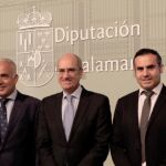 Javier Iglesias, presenta Salamaq 2019, que engloba la Feria del Sector Agropecuario y la 31 Exposición Internacional de Ganado Puro. En la imagen acompañado de los diputados (De I a D) : Julián Barrera, Jesús María Ortiz, Antonio Agustin Labrador, y Javier Hidalgo