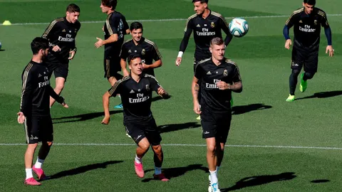 Lucas Vázquez, en el entrenamiento del Real Madrid