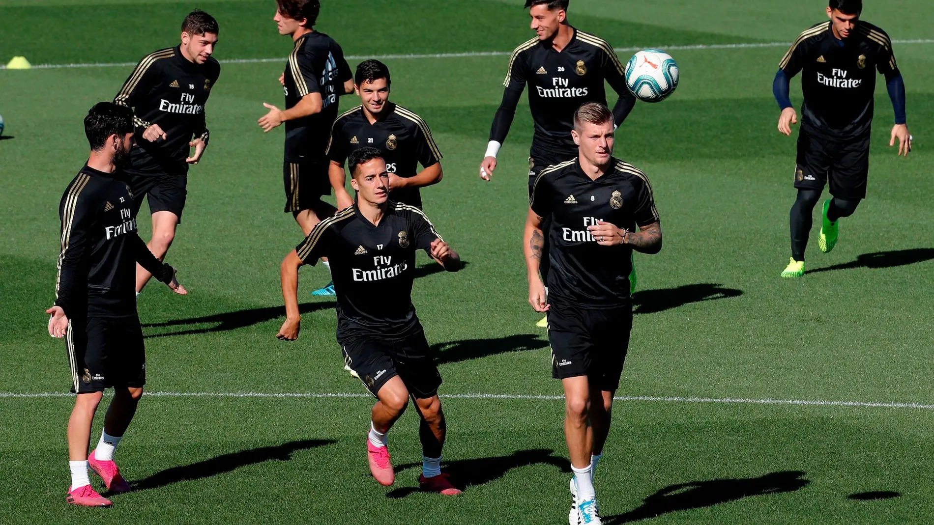 Lucas Vázquez, en el entrenamiento del Real Madrid