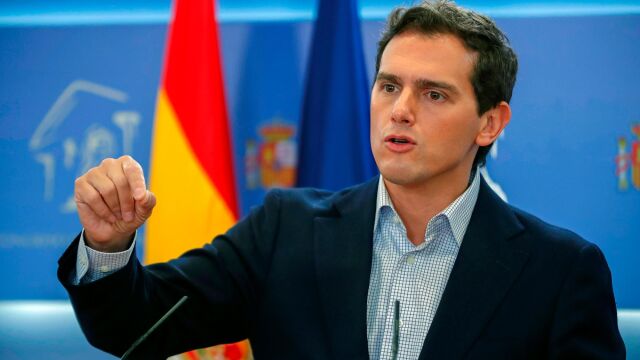 Albert Rivera en la rueda de prensa celebrada hoy en el Congreso de los Diputados