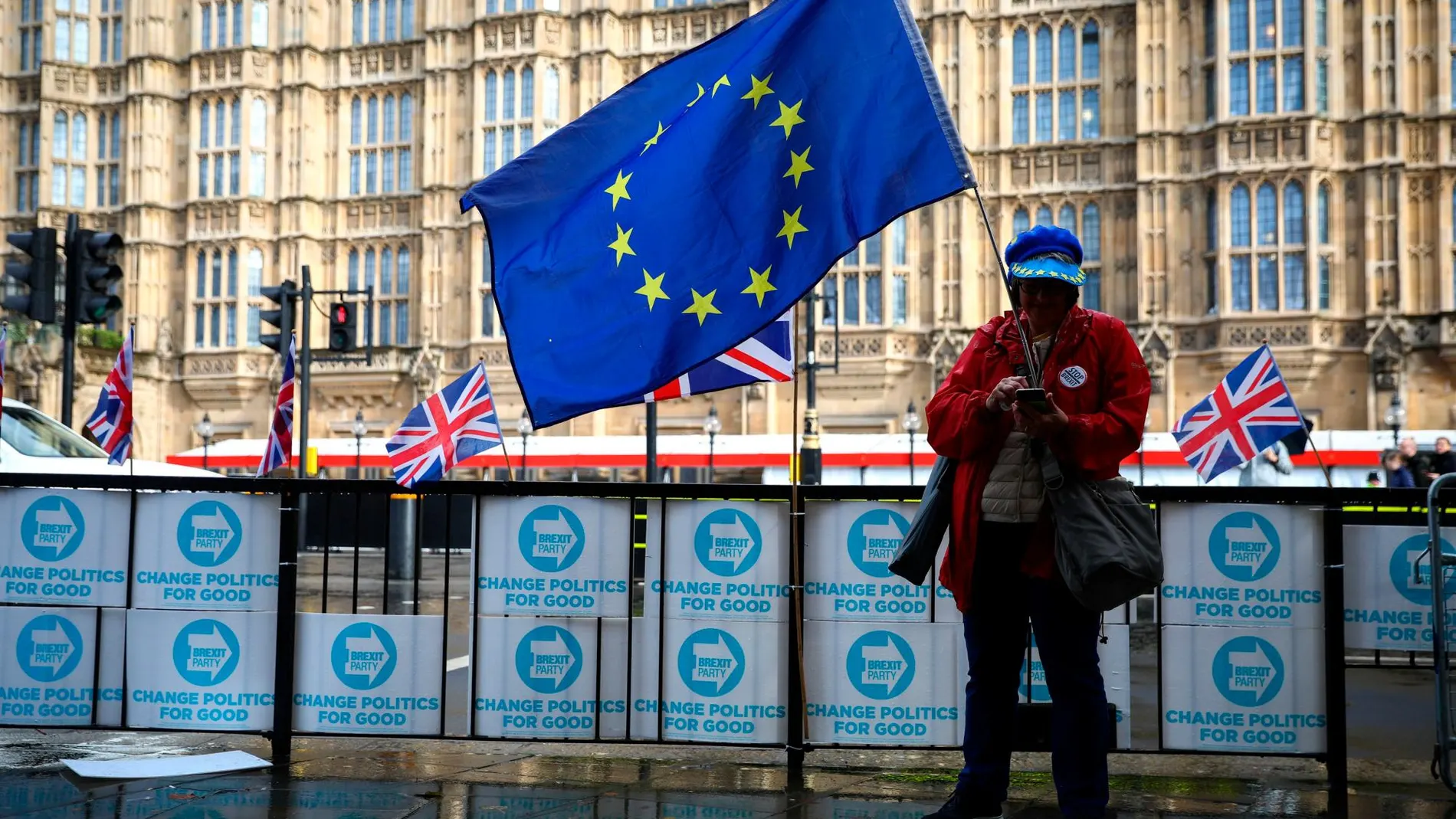 Protesta anti Brexit en el exterior del Parlamento en Londres