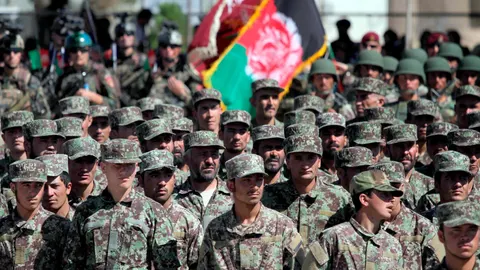 Fuerzas de seguridad afganas en la celebración del aniversario de su independencia, el pasado 19 de agosto/Efe