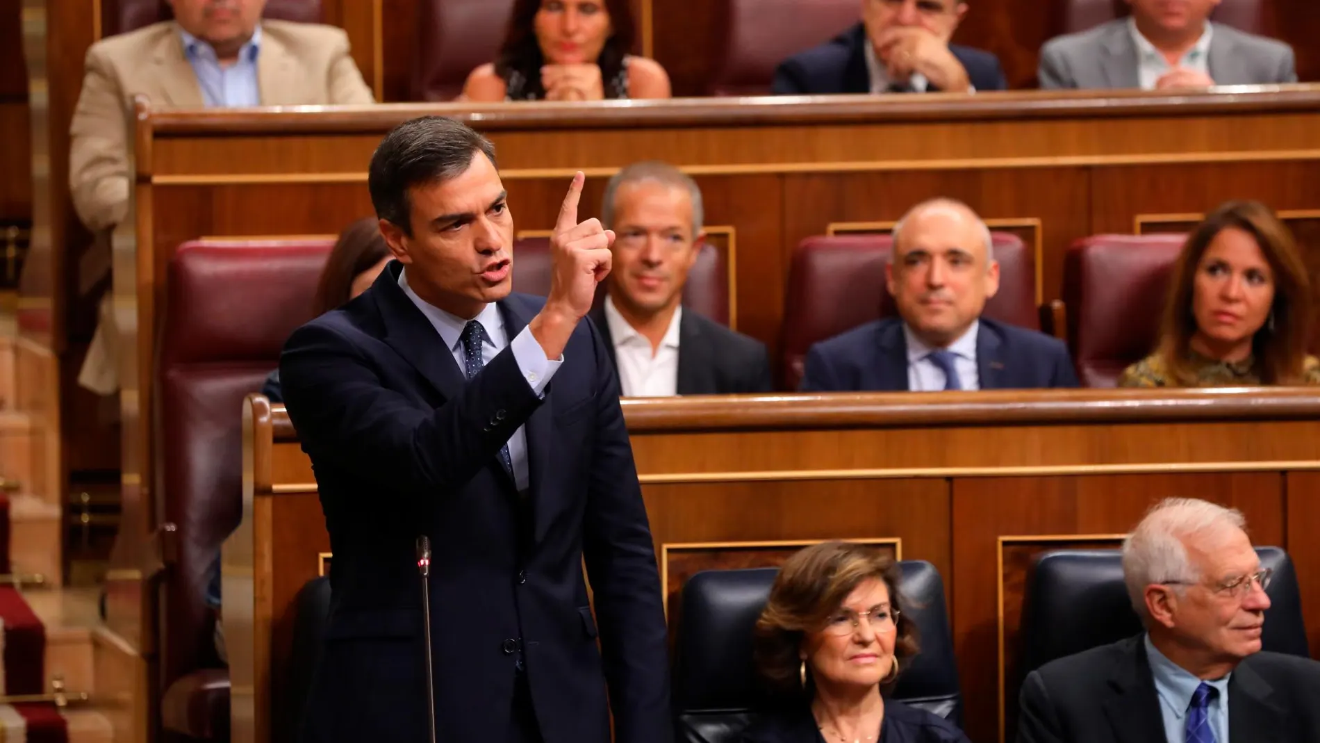 Pedro Sánchez, durante la sesión de control al Gobierno en funciones en el Congreso