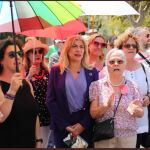 La vicepresidenta de la Asamblea, Gloria Alarcón (en el centro), durante la manifestación