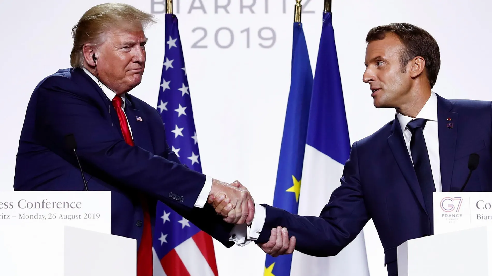Emmanuel Macron y Donald Trump en el G7