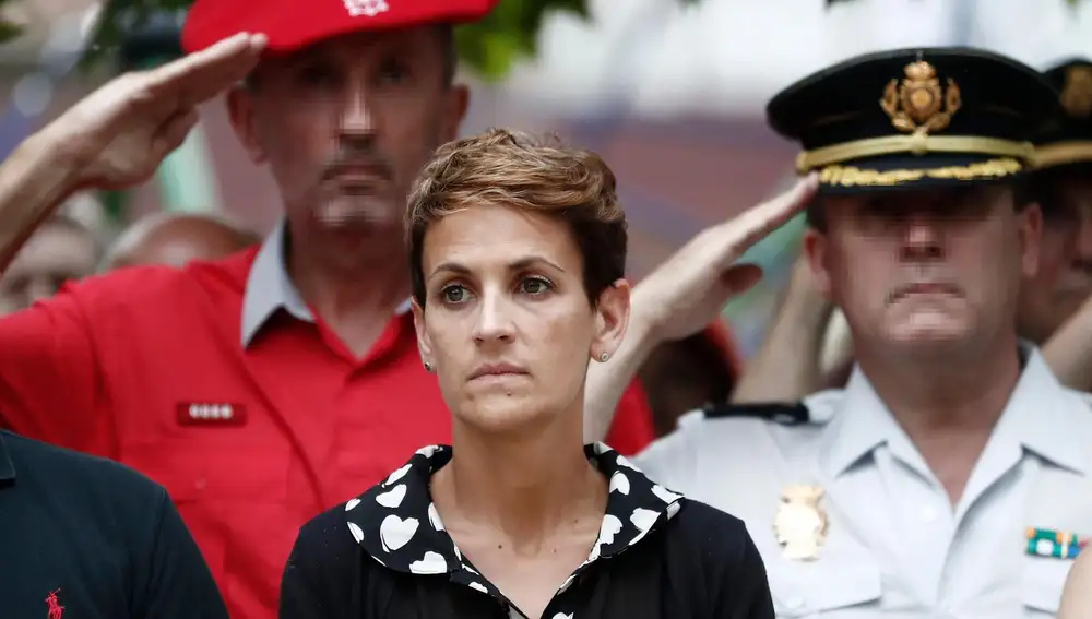 La presidenta del Gobierno de Navarra, María Chivite, durante le homenaje que se le ha tributado al subteniente Francisco Casanova