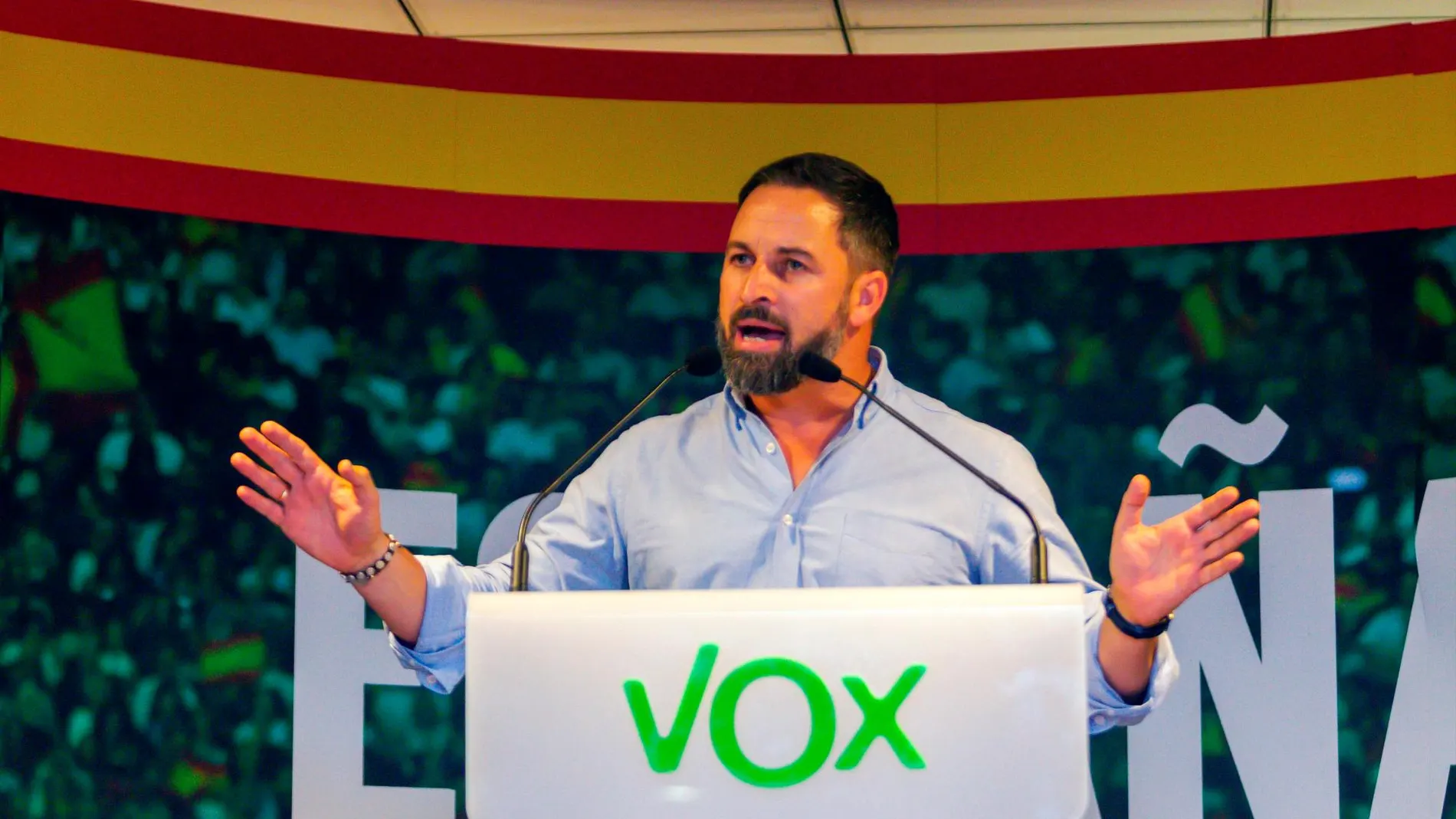 Santiago Abascal en un mitin de Vox